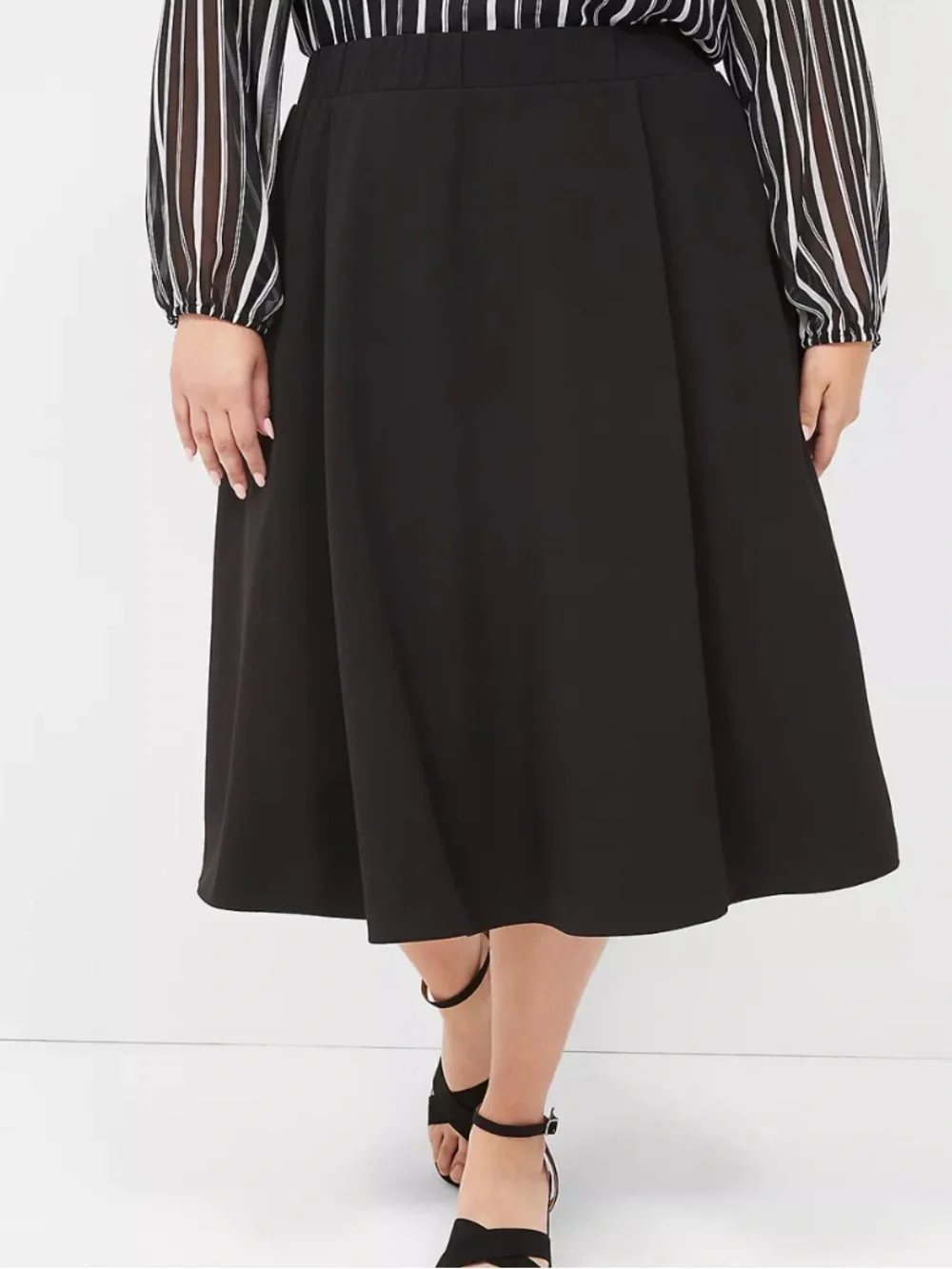 Lane Bryant Black A-line Midi Skirt Size 18/20